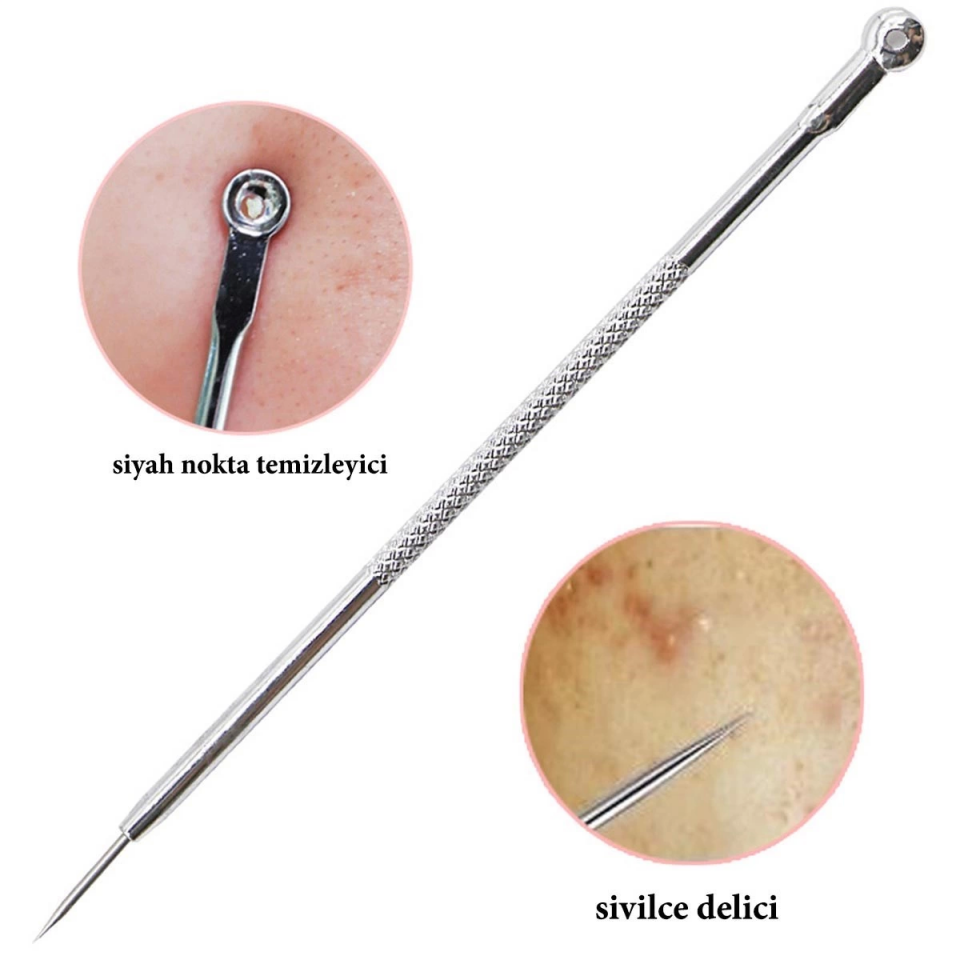 Paslanmaz Çelik Siyah Nokta Sivilce ve Akne Temizleyici Set 3'lü Kit ( Lisinya )