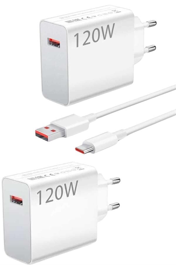 120 Watt Turbo Hızlı Şarj Aleti Seti Hızlı Şarj Adaptörü Beyaz - Lisinya