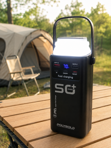 LED Aydınlatmalı Powerbank 50.000 mAh 22,5 W Hızlı Şarj 4 Dahili Kablolu Dijital Pil Göstergeli Batarya - Lisinya