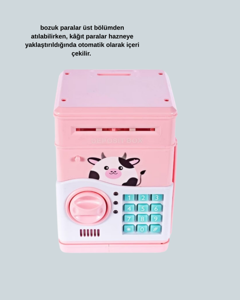 Çocuklar İçin Pembe ATM Görünümlü Elektronik Kumbara - Lisinya