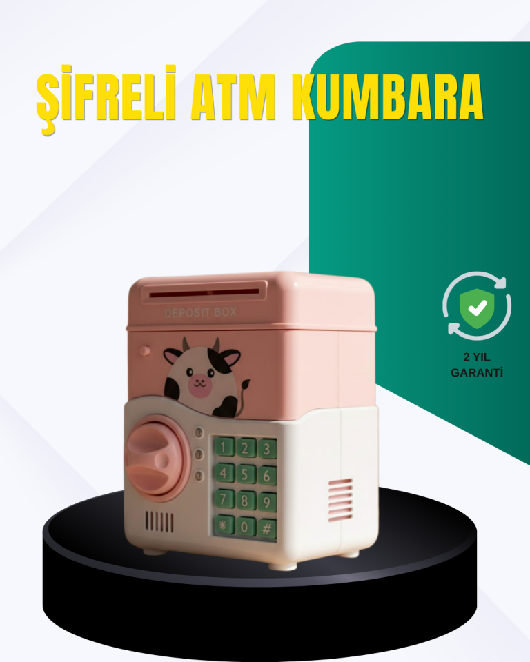 Pembe Şifreli Eğitici ATM Kasa Çocuk Kumbarası - Lisinya