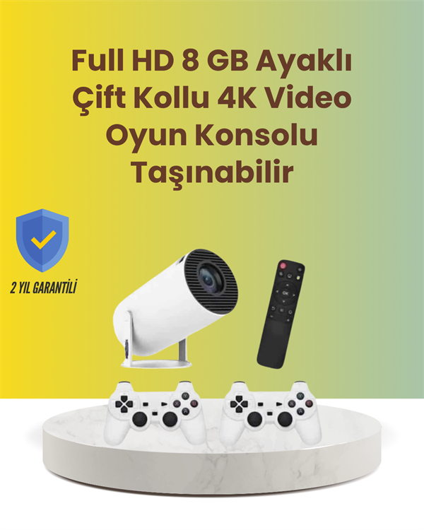 TÇift Kollu Tasarımlı Kablosuz Projeksiyon – 4K, 10.000 Oyun ve Smart App Desteği - Lisinya