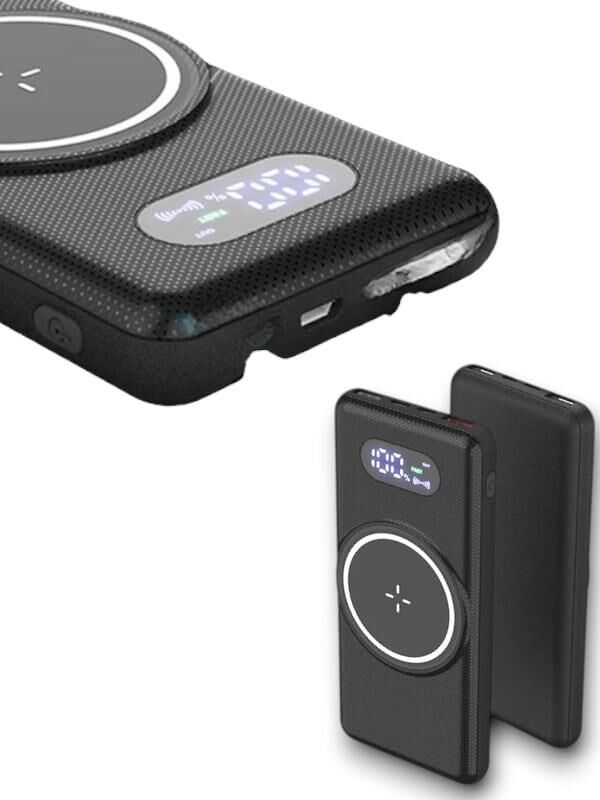 YamanHobi 10000 mAh Powerbank Kablosuz Şarjlı Dahili Kablolu Siyah