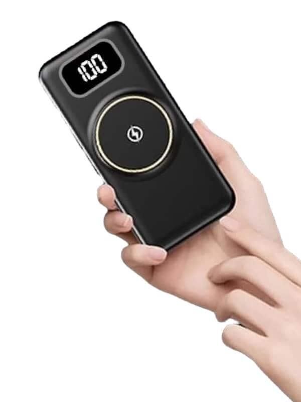 YamanHobi 10000 mAh Powerbank Kablosuz Şarjlı Dahili Kablolu Siyah