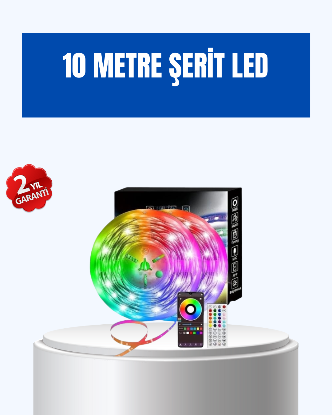 Sese Duyarlı 10M Smart Şerit Led IOS Android Kontrollü RGB Işık - Lisinya