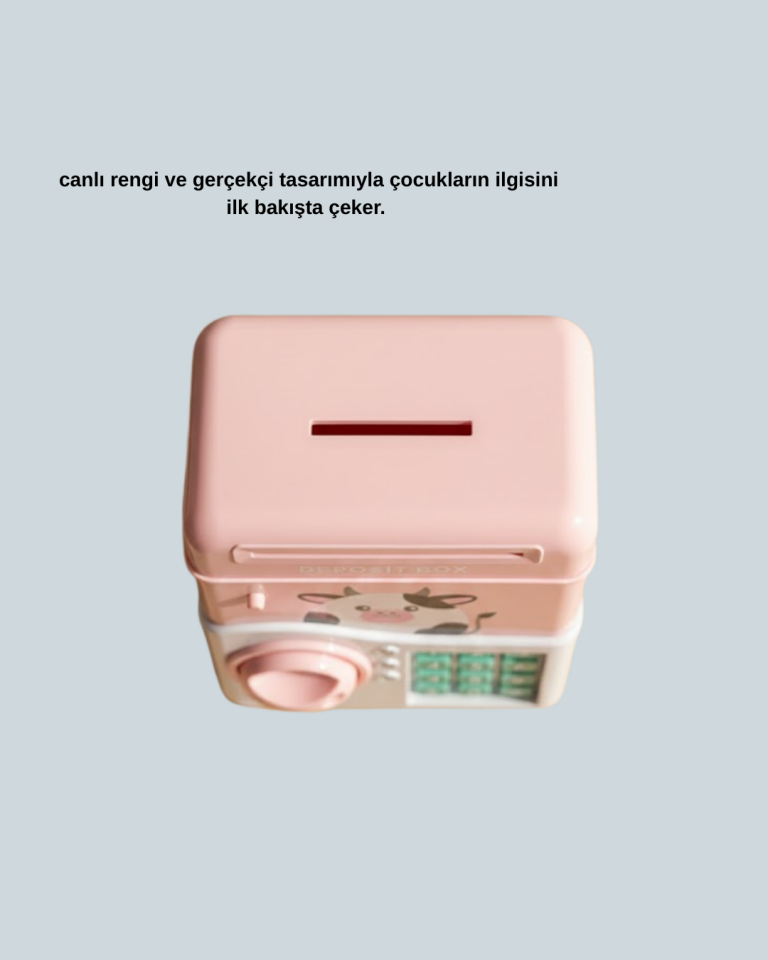 Pembe ATM Kasa Görünümlü Elektronik Şifreli Çocuk Kumbarası - Lisinya