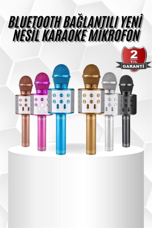 Karaoke Mikrofon Bluetooth Bağlantılı Aux Girişli Uzun Pil Ömrü Yüksek Ses Kaliteli - Lisinya