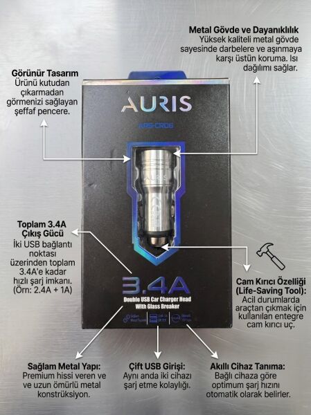 Auris ARS-CR06 Araç Şarj Cihazı - Lisinya