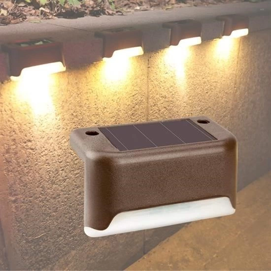 Solar Güneş Enerjili Şarj Edilen Köşebent Merdiven Veranda Bahçe Yolu Led Lamba Işık 4 Adet ( Lisinya )