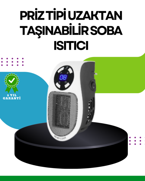 LED Ekranlı Ayarlanabilir Sıcaklık Mini Priz Isıtıcı Sessiz