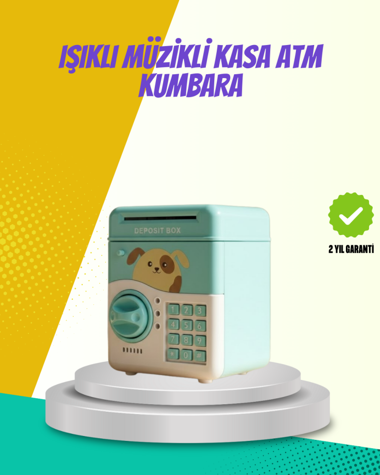 ATM Görünümlü Su Yeşili Otomatik Para Çeken Şifreli Kumbara - Lisinya