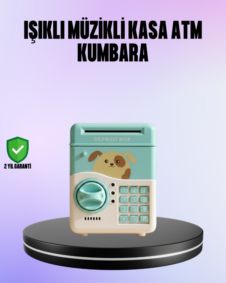 Su Yeşili Elektronik Şifreli ATM Tasarımlı Para Biriktirme Kumbarası - Lisinya