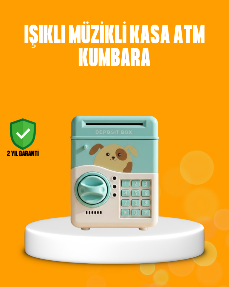 Su Yeşili ATM Kasa Görünümlü Elektronik Şifreli Çocuk Kumbarası - Lisinya