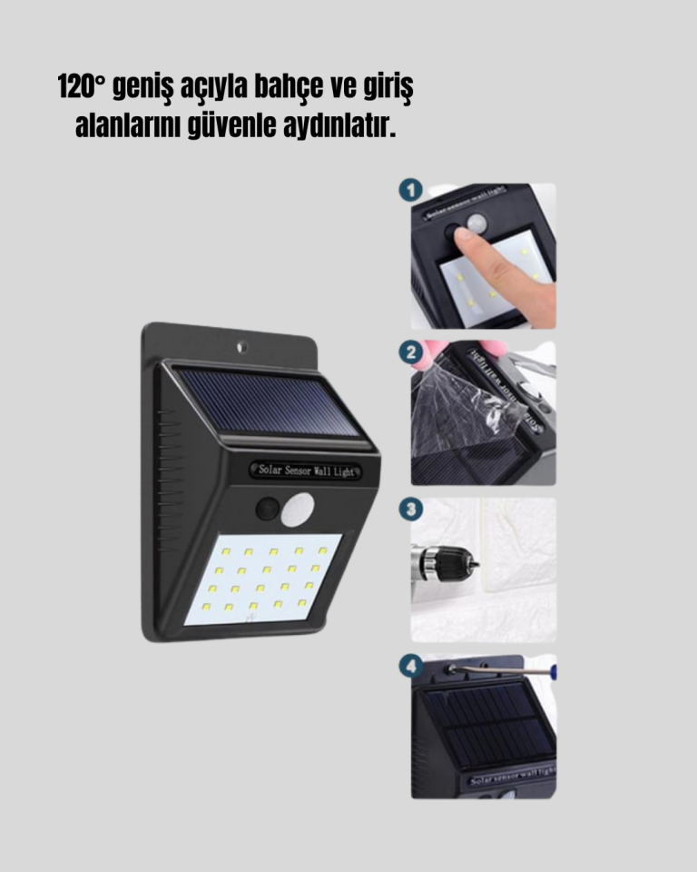 Hareket Algılamalı Solar LED Güvenlik Lambası - Lisinya