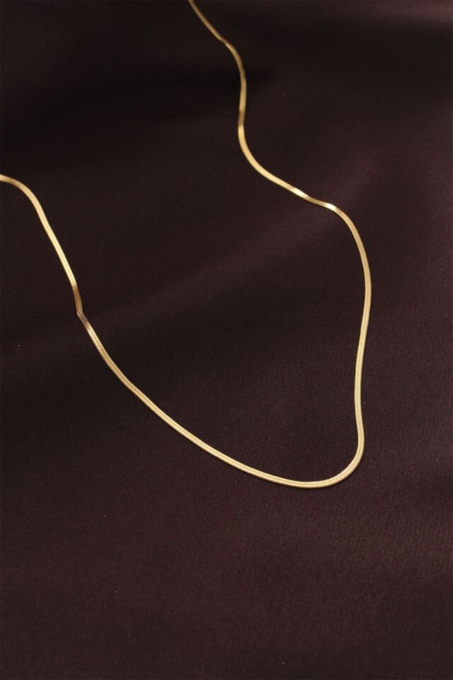 Çelik Gold Renk 60 cm İnce İtalyan Zincir Kolye - Lisinya