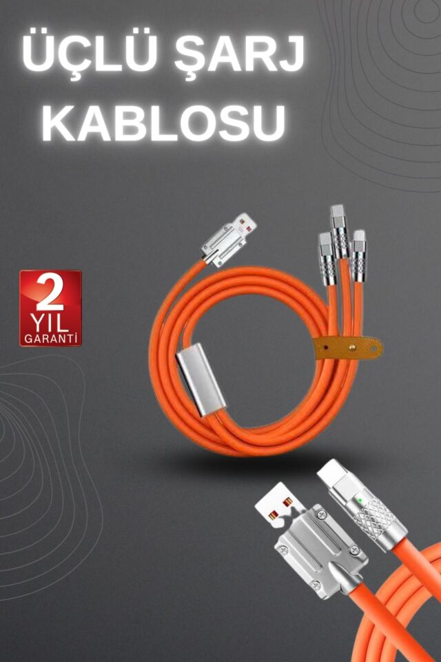120W Hızlı Şarj Kablosu Turuncu Yüksek Güç Kapasitesi Çoklu Şarj Girişi - Lisinya