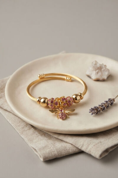 Pembe Arı Model Gold Renk Charm Bileklik - Lisinya