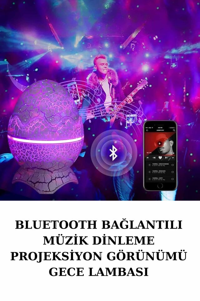 Dinozor Speaker Renk Değiştirme Projeksiyon Modu Bluetooth Hoparlör Gece Lambası - Lisinya