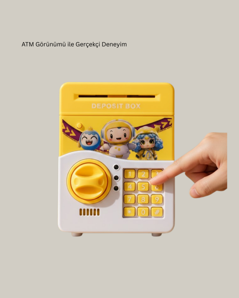 ATM Tasarımlı Sarı Işıklı Sesli Elektronik Kumbara - Lisinya