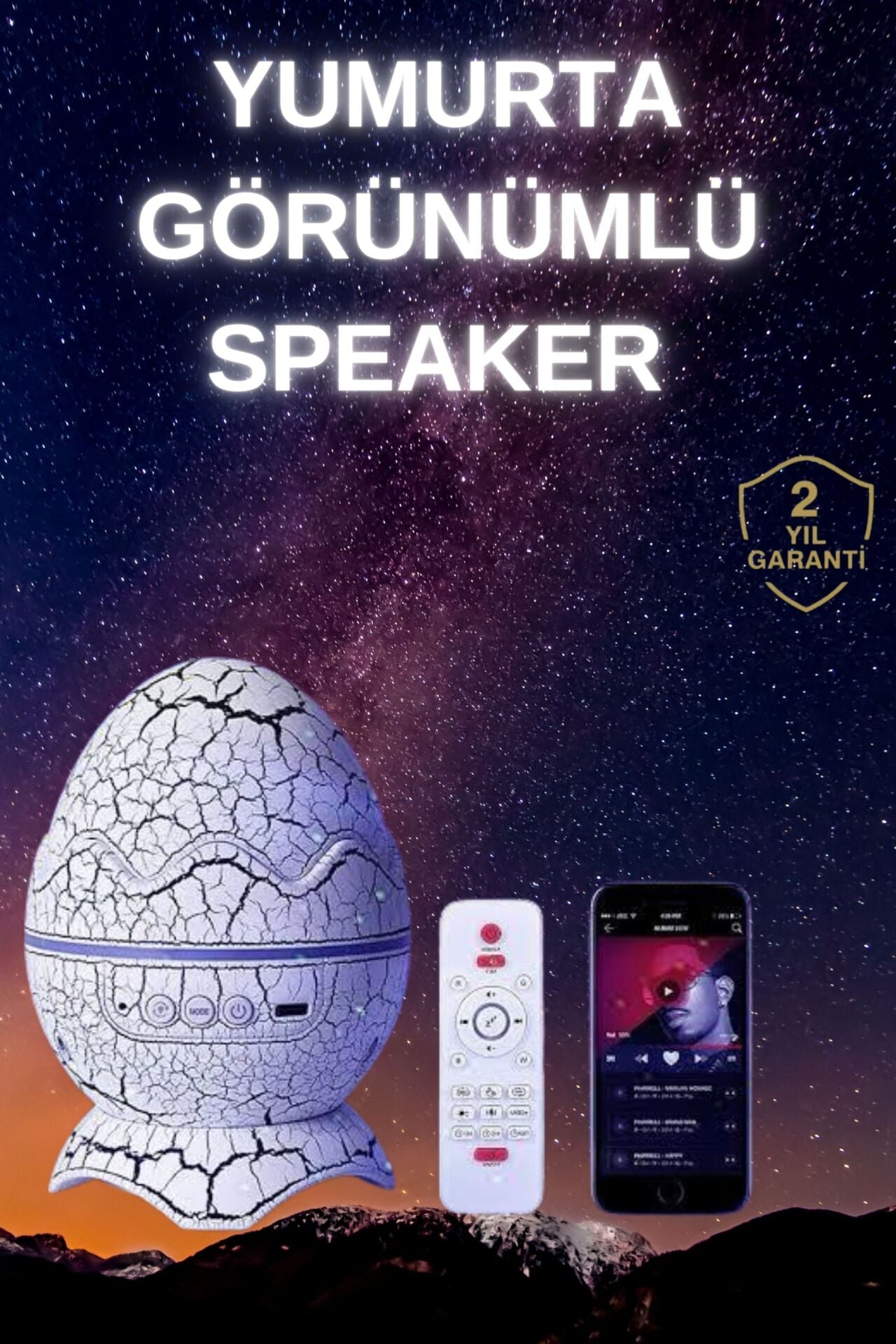 Yumurta Şeklinde Su Dalgalı Bluetooth Speaker Lamba Renkli Şarjlı - Lisinya