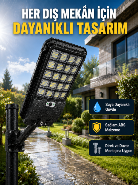 Güneş Enerjili Dış Mekan LED Lambası Geniş Aydınlatma Açılı Akıllı Sokak Lambası - Lisinya