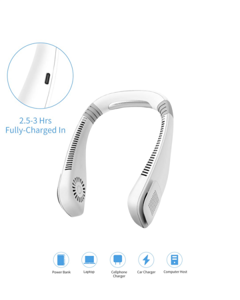 Kanatsız Boyun Tipi Fan | Giyilebilir Serinletici, Düşük Sesli, Hafif ABS Gövde, USB Şarj Edilebilir Yeni Nesil