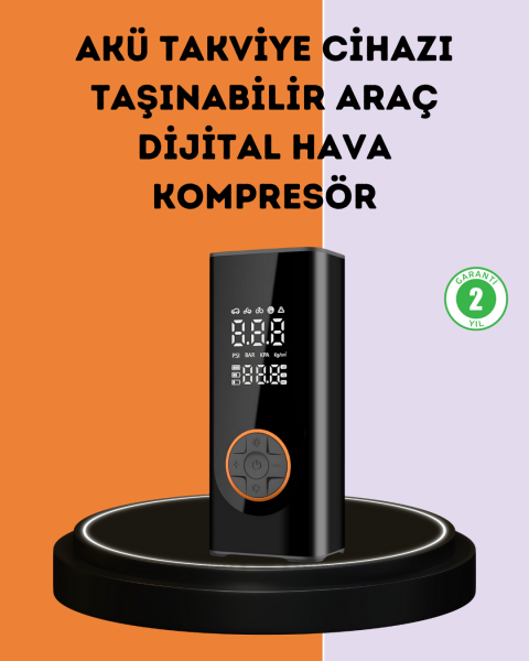 150 PSI Dijital Hava Pompası Akü Takviye ve Powerbank Özellikli - Lisinya