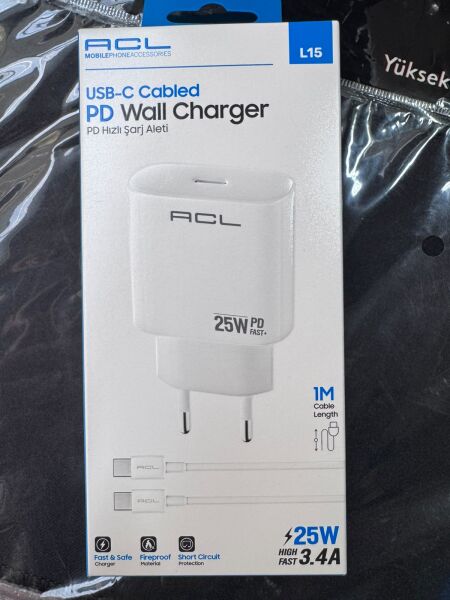 ACL L15 25W PD Hızlı Şarj Aleti + 1 Metre USB-C Kablo Seti - Lisinya