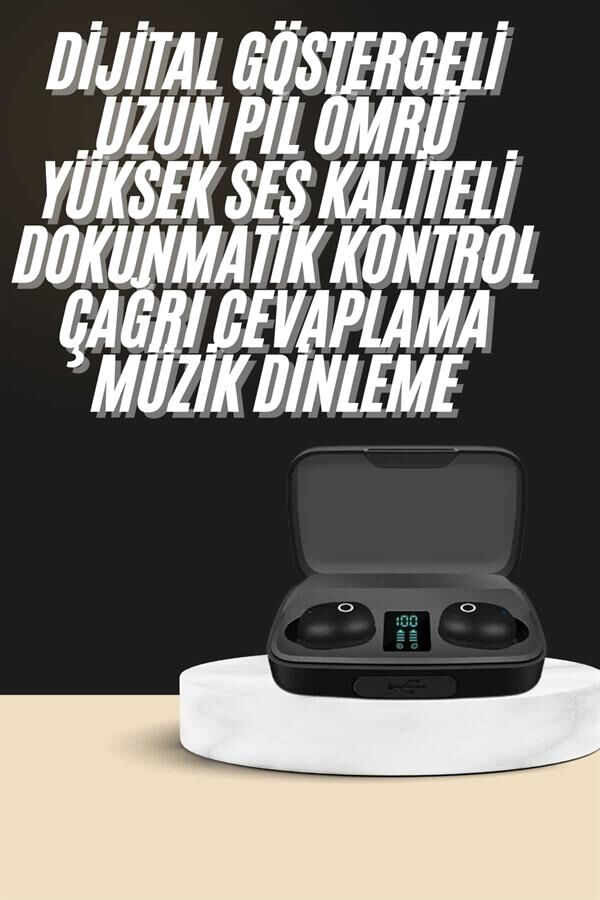 Kablosuz Dijital Göstergeli Çağrı Cevaplayabilen TWS 5.0 Bluetooth Kulaklık - Lisinya