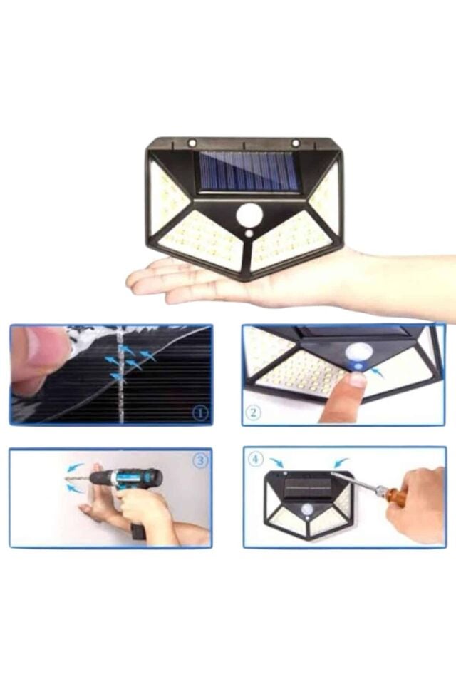 YamanHobi 100 LED Solar Hareket Sensörlü Bahçe Lambası