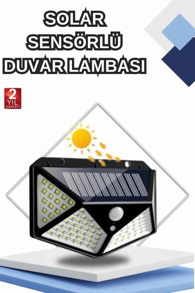 YamanHobi 100 LED Solar Hareket Sensörlü Bahçe Lambası