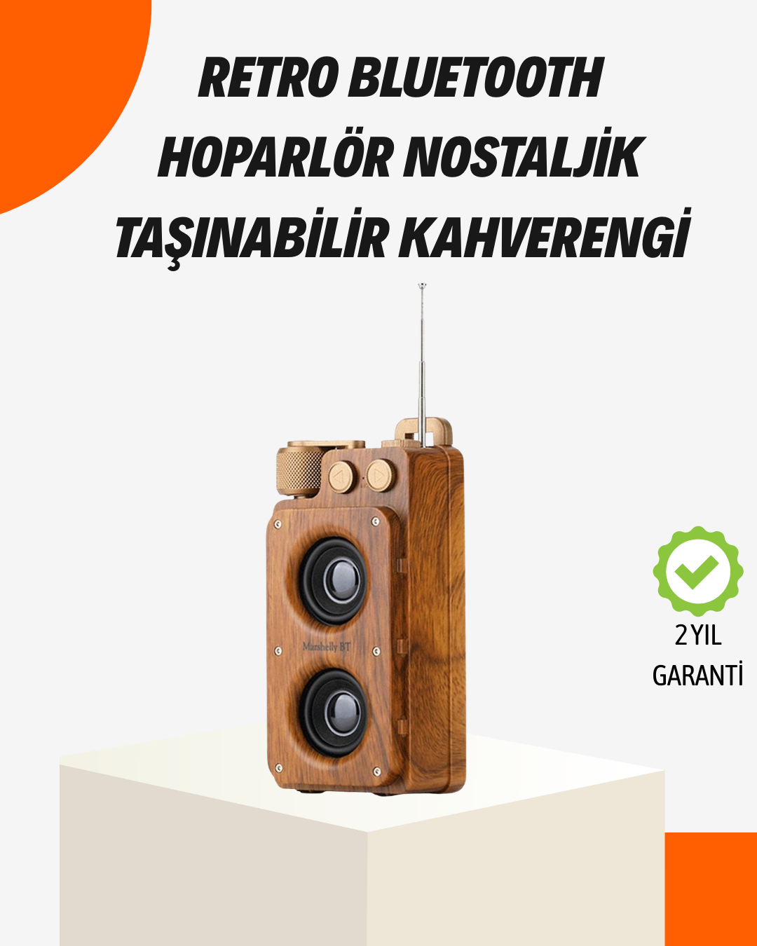 Ahşap Tarzı Kablosuz Hoparlör 5W Güçlü Bass TF USB AUX - Lisinya