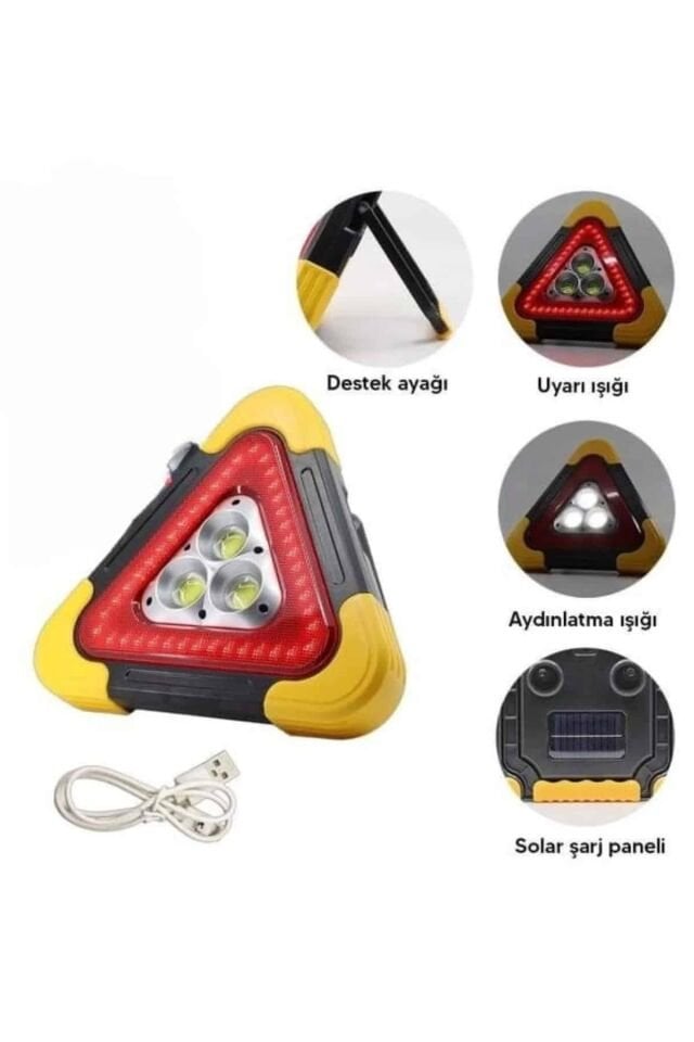 Işıklı Üçgen Reflektör Led Projektör Acil Durum Feneri Flaşör 500 Lümen - Lisinya