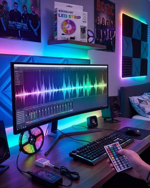 5050 RGB LED Şerit 5 Metre Uzaktan Kumandalı Ortam Aydınlatma Led - Lisinya