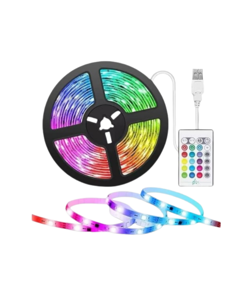Kumandalı RGB Şerit Led 5 Metre Renk Değiştiren Dekoratif LED Işık - Lisinya
