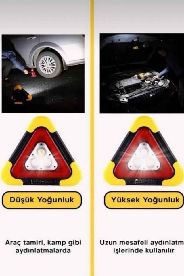 Solar Şarjlı Çok Fonksiyonlu Reflektör Işıklı Ikaz Lambası Acil Durum Reflektörü Acil Durum Uyarı Lambası - Lisinya