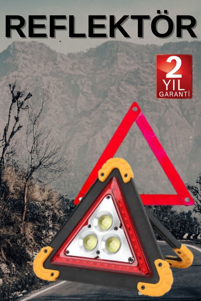 Solar Şarjlı Çok Fonksiyonlu Reflektör Işıklı Ikaz Lambası Acil Durum Reflektörü Acil Durum Uyarı Lambası - Lisinya