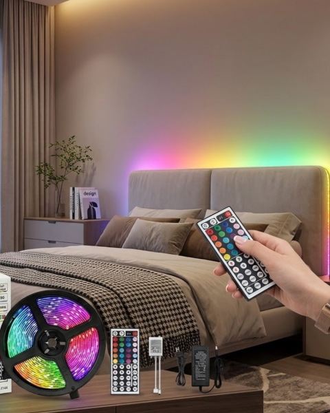 Kumandalı RGB Şerit Led 5 Metre Renk Değiştiren Dekoratif LED Işık - Lisinya