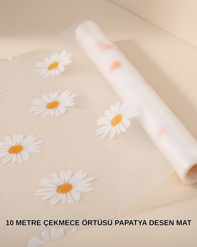 10 Metre Papatya Desenli Kolay Temizlenebilir Çekmece Matı - Lisinya