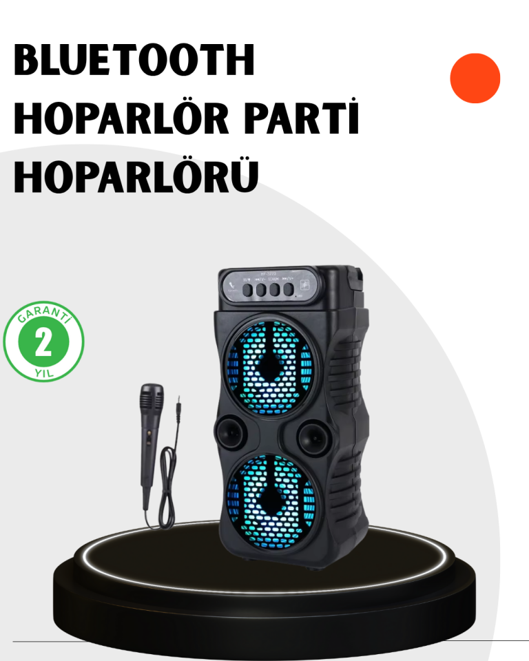 YamanHobi 3 İnç LED Işıklı Bluetooth Hoparlör 1200 mAh FM Radyolu Siyah