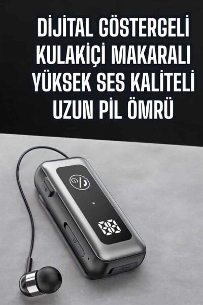 Kablolu Makaralı Bluetooth Kulaklık Uzun Pil Ömrü Dijital Göstergeli