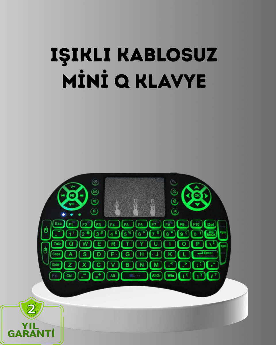 LED Işıklı Q Klavye – Touchpad, Numerik Tuş Takımı ve Multimedya Kısayolları