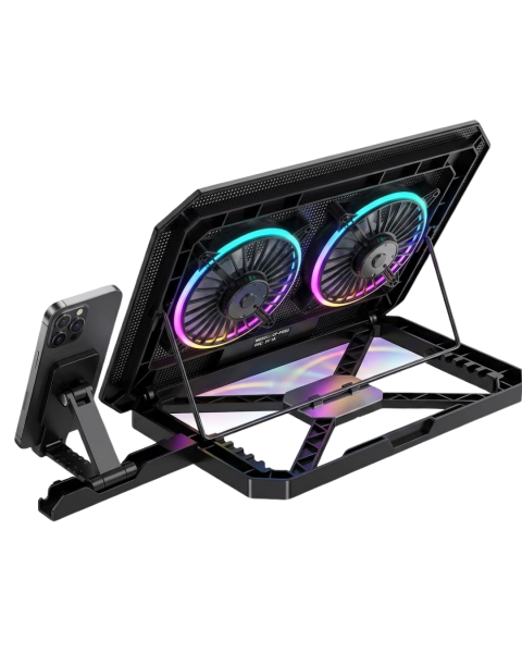 RGB Işıklı Laptop Soğutucu Stand Çift Fanlı Sessiz Çalışan Ayarlanabilir