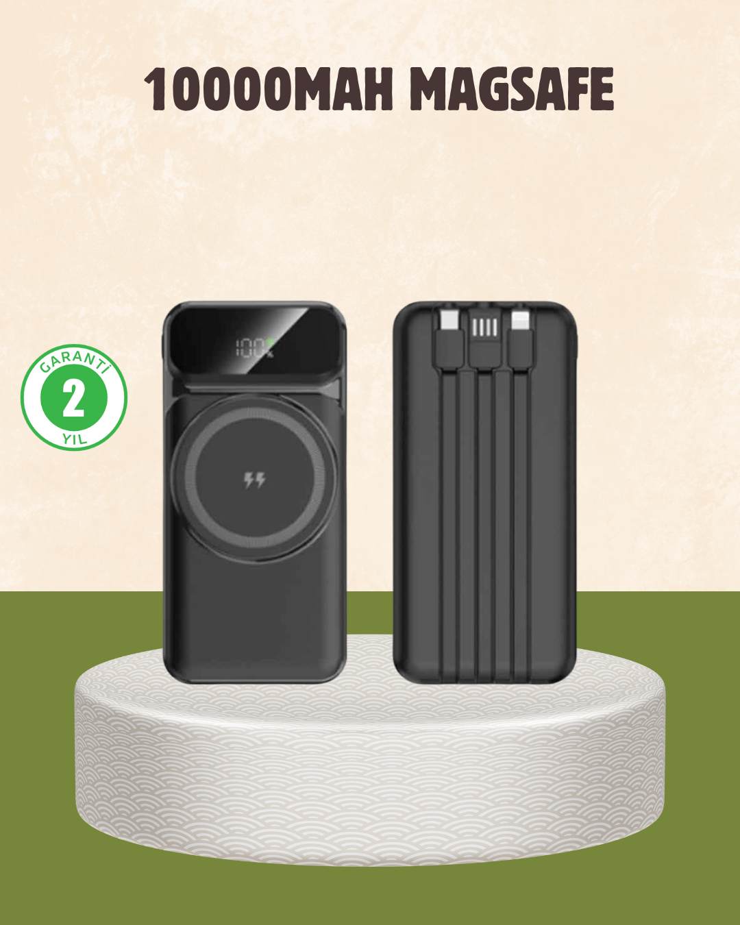 YamanHobi 10000 mAh MagSafe Uyumlu Powerbank PD20W 15W Kablosuz Siyah