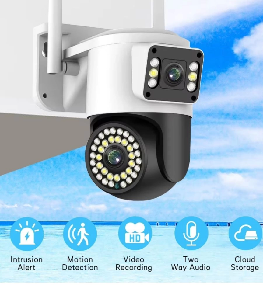 4MP Yoosee Çift Lens IP Kamera - WIFI Açık Otomatik İzleme, Su Geçirmez Kablosuz Güvenlik Ev Kamerası, Renkli Gece Görüş ( Lisinya )
