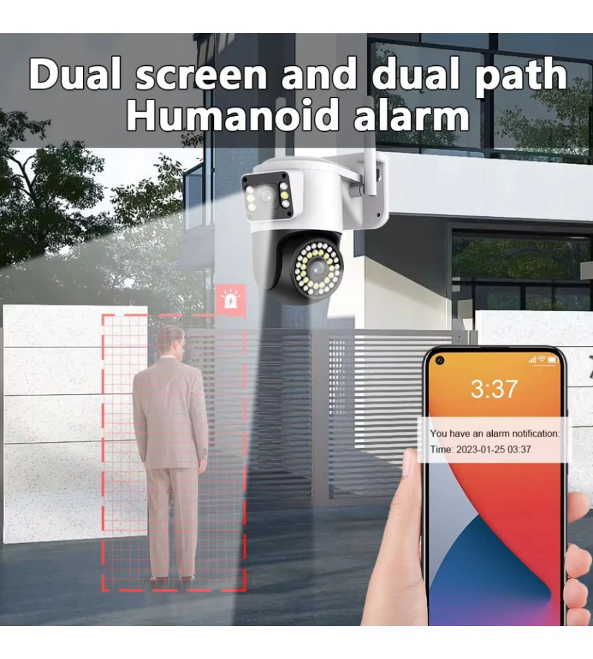 4MP Yoosee Çift Lens IP Kamera - WIFI Açık Otomatik İzleme, Su Geçirmez Kablosuz Güvenlik Ev Kamerası, Renkli Gece Görüş ( Lisinya )