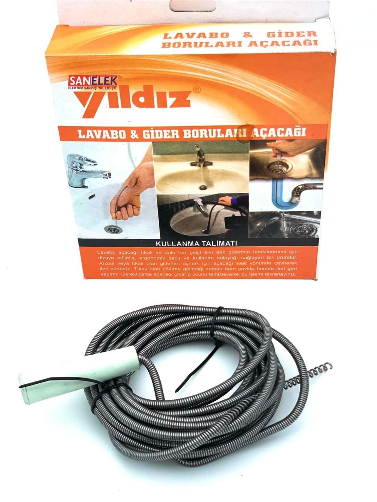 Lavabo ve Gider Boru Açacağı Lavabo Tıkanıklık Açma Sustası 3 Metre ( Lisinya )