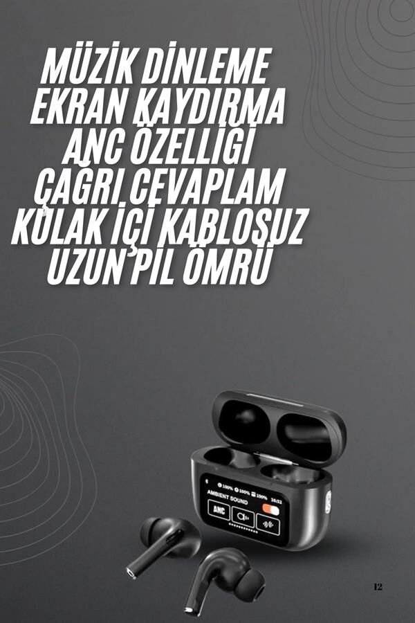 Kulak İçi Bluetooth Kulaklık Ekranlı Müzik Dinleme Çağrı Cevaplama Siyah Yamanhobi