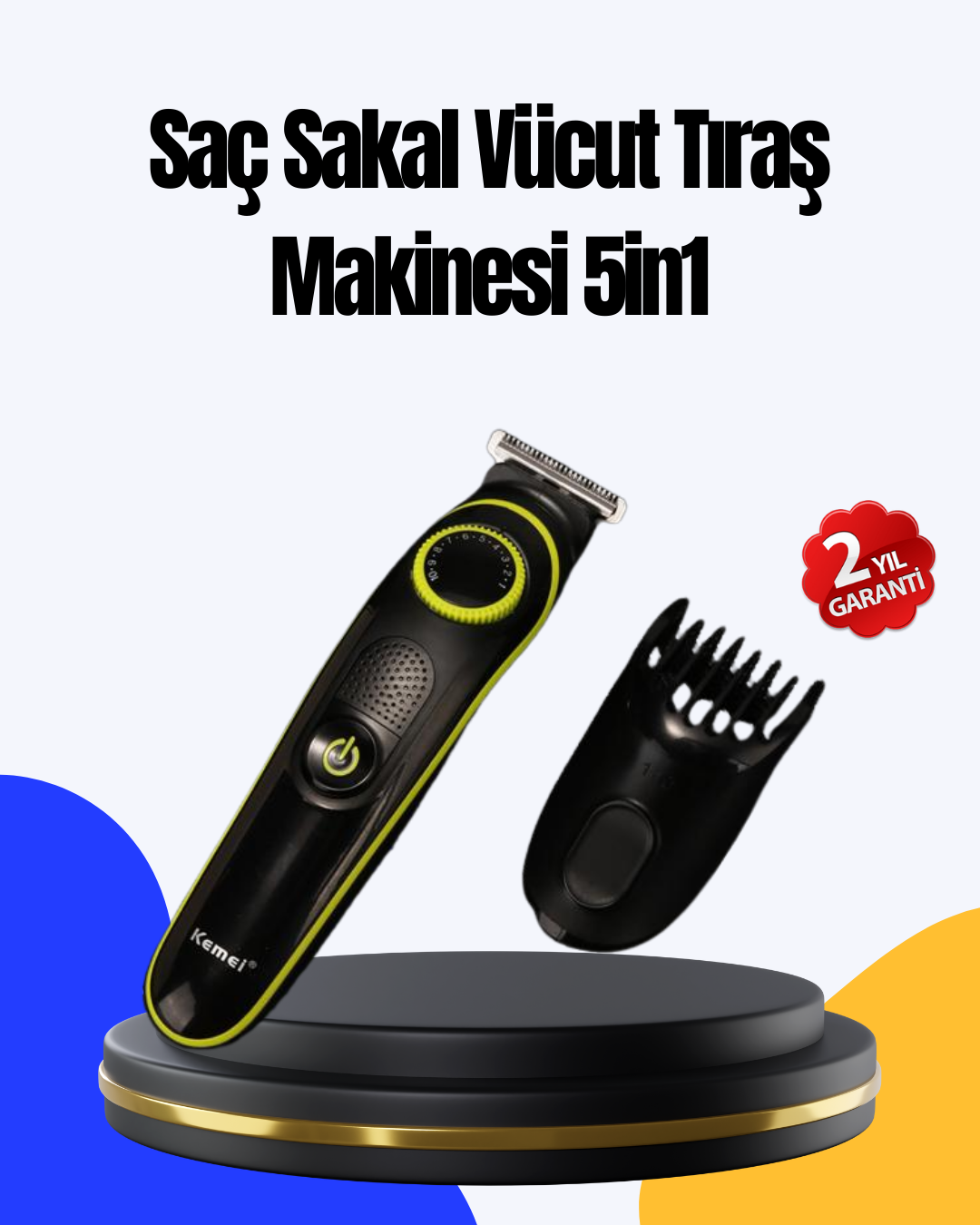 5 Başlıklı Çok Fonksiyonlu Saç Kesme ve Sakal Düzeltme Makinesi Erkek Bakım Aleti - Lisinya