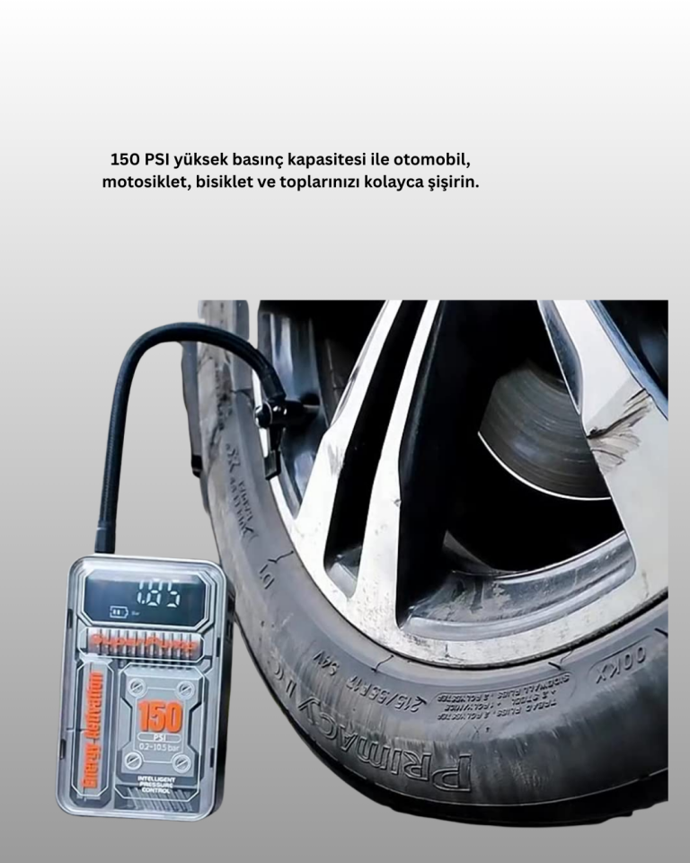 6000mAh Bataryalı LED Ekranlı Akıllı Hava Kompresörü - Lisinya